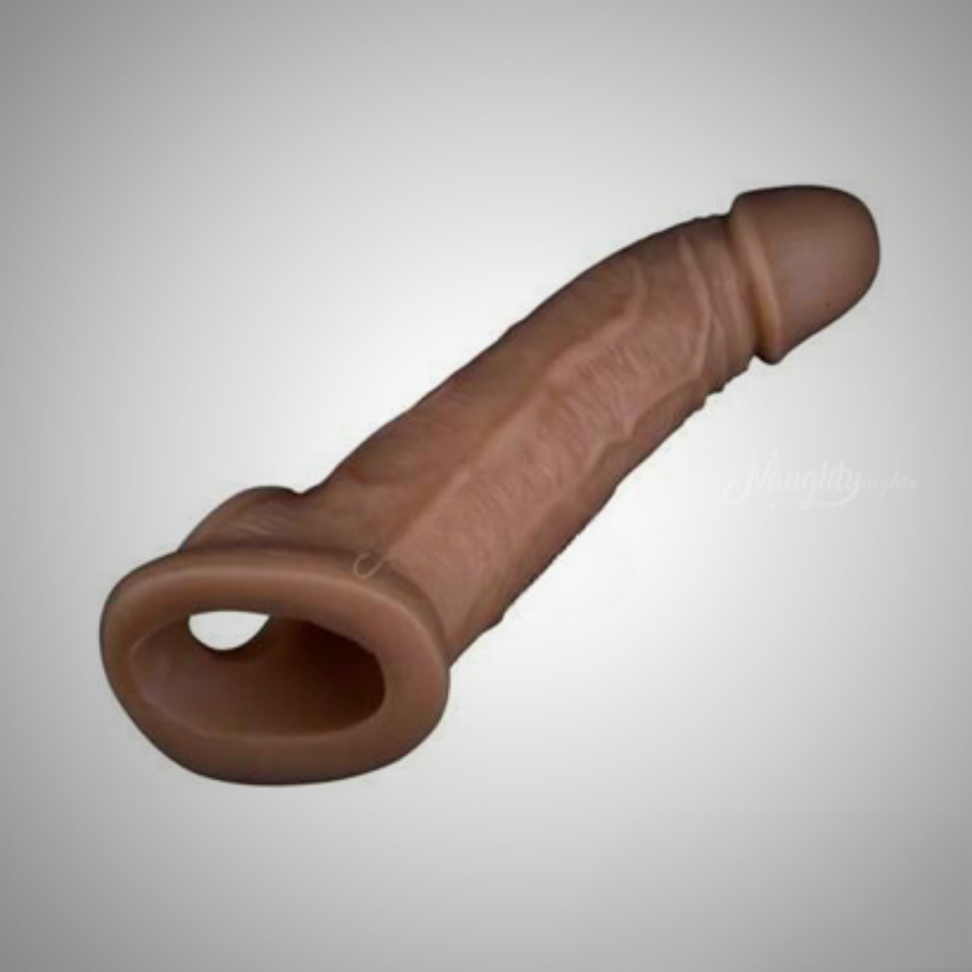 Double Hole Jumbo Penis Sleeve Brown